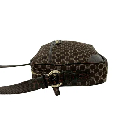 Pre-owned Celine Brown Canvas Leather Pochette Shoulder Bag ()