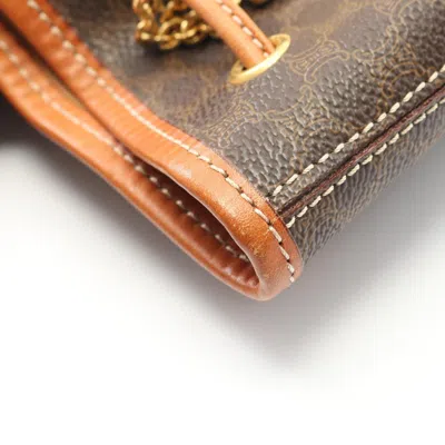 Pre-owned Celine Brown Coated Canvas Leather Backpack ()