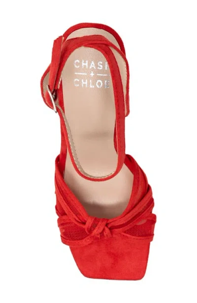 Chase & Chloe Chase And Chloe Gemini Knot Mesh Sandal In Red