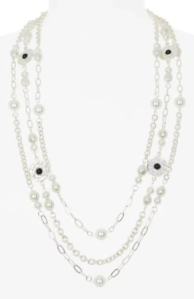 Karine Sultan Triple Row Chain Necklace In Metallic