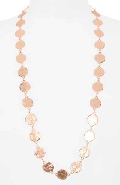 Karine Sultan Hammered Disc Long Necklace In Gold