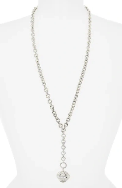Karine Sultan Long Pendant Y-drop Necklace In Silver