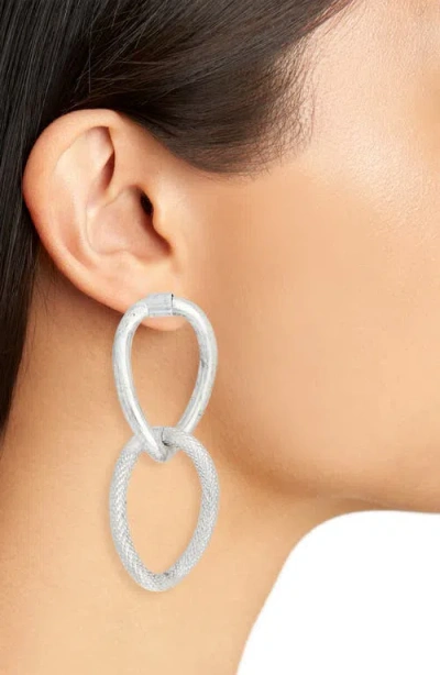 Karine Sultan Textured Link Drop Earrings In Metallic