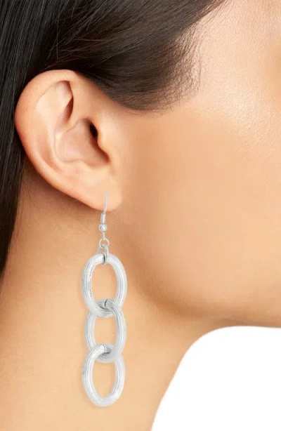 Karine Sultan Ridged Link Drop Earrings In Silver