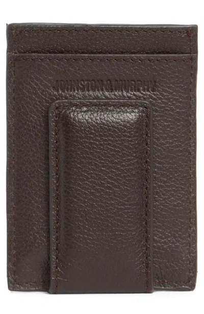 Johnston & Murphy Pebbled Leather Cardholder Wallet In Brown