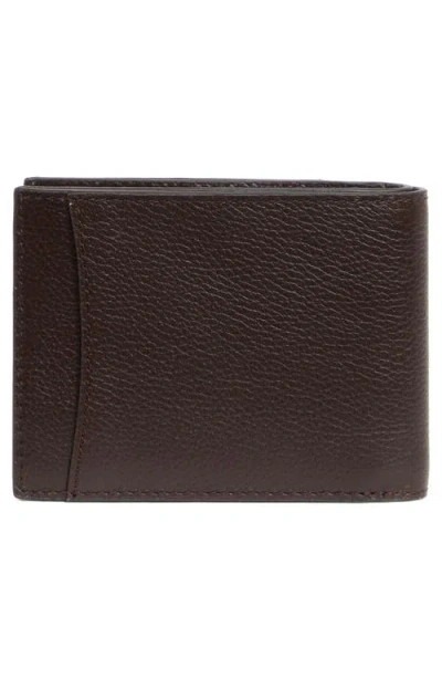 Johnston & Murphy Pebbled Leather Bifold Wallet In Brown