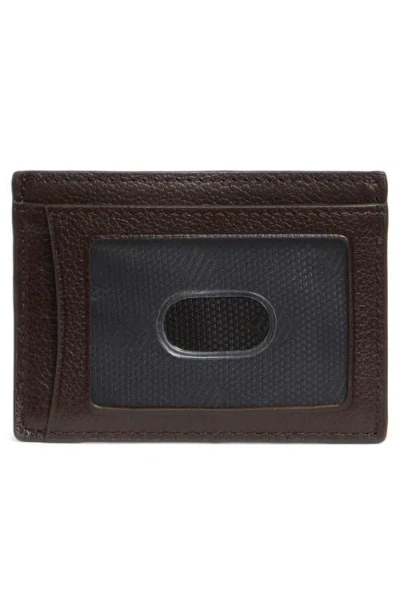 Johnston & Murphy Pebbled Leather Card Case In Brown
