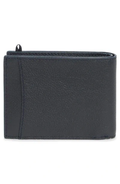 Johnston & Murphy Pebbled Leather Billfold Wallet In Blue
