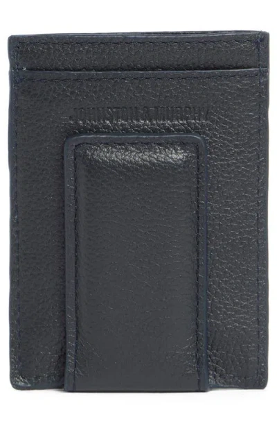 Johnston & Murphy Pebbled Leather Cardholder Wallet In Blue