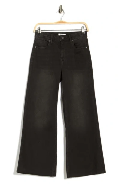 Vigoss Retro Raw Hem Ankle Palazzo Jeans In Black