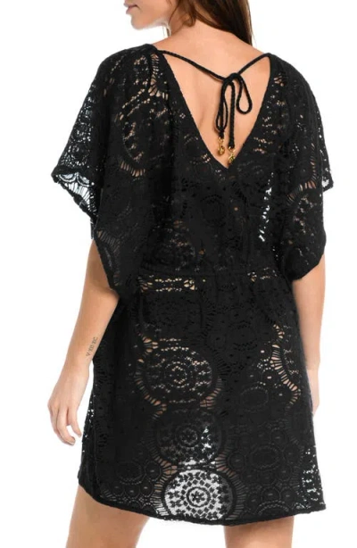 Sunshine 79 Crochet Cover-up Caftan In Black