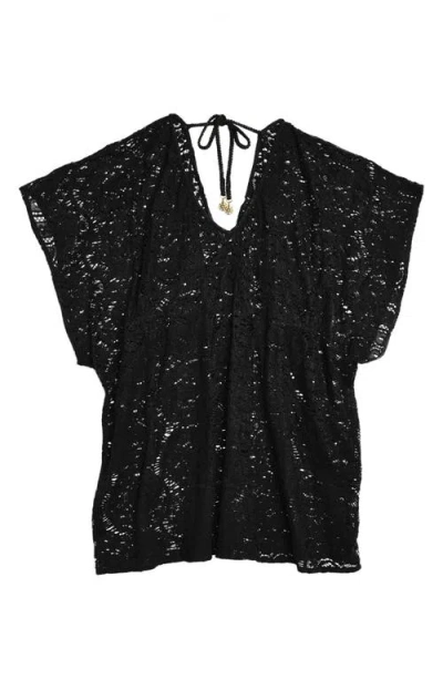 Sunshine 79 Crochet Cover-up Caftan In Black