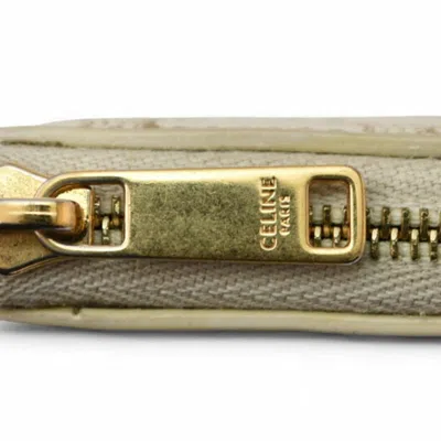 Pre-owned Celine White Pvc Coated Canvas Coin Purse/coin Case ()