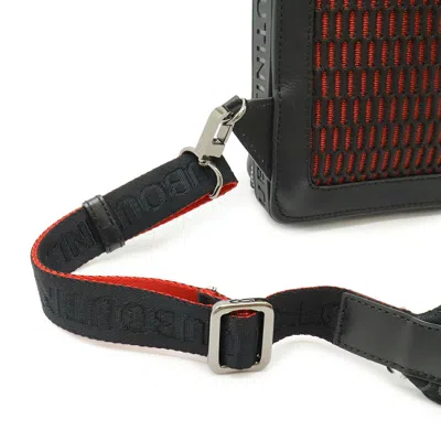 Pre-owned Christian Louboutin Black Red Color Nylon Leather Sling Bag () In Multi