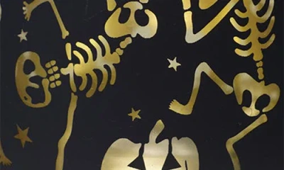 Creative Co-op Laser Etched Skeletons Votive Holder In Black