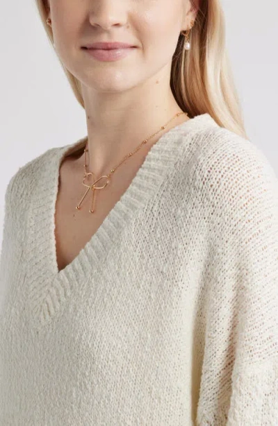 Bp. Oversize V-neck Sweater In Brown