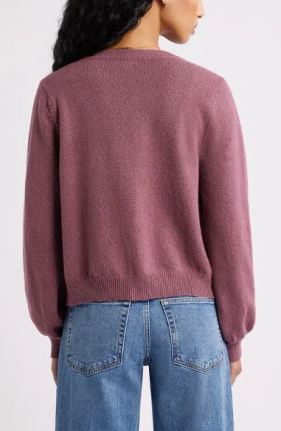 Bp. Crewneck Cotton Blend Cardigan In Purple