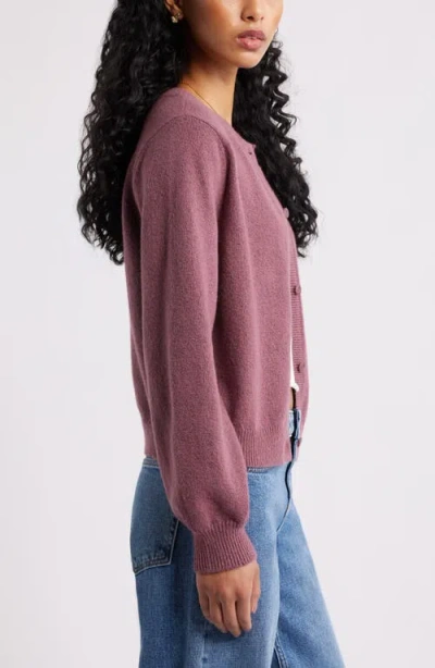 Bp. Crewneck Cotton Blend Cardigan In Purple