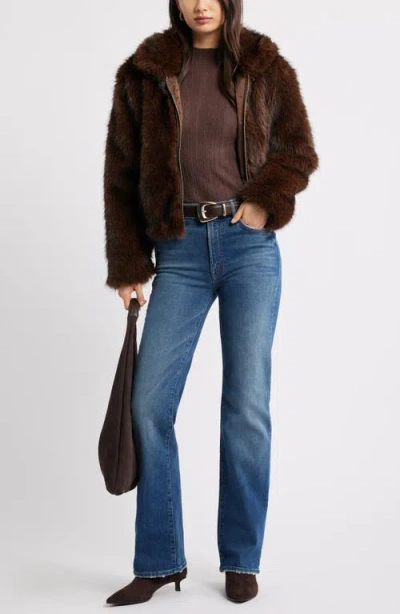 Open Edit Open Stitch Linen Blend Mock Neck Sweater