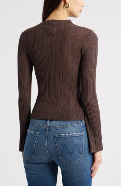 Open Edit Open Stitch Linen Blend Mock Neck Sweater