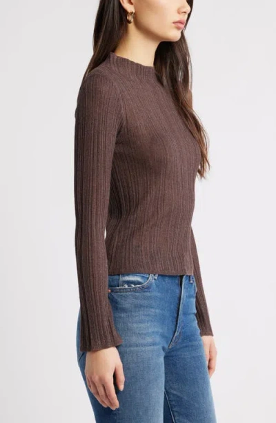 Open Edit Open Stitch Linen Blend Mock Neck Sweater