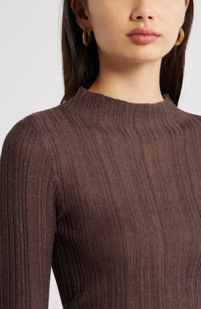 Open Edit Open Stitch Linen Blend Mock Neck Sweater