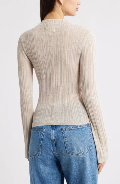 Open Edit Open Stitch Linen Blend Mock Neck Sweater In Brown