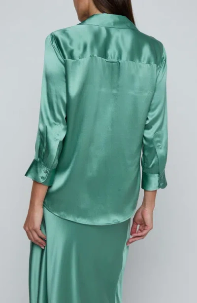 L'agence Dani Silk Charmeuse Blouse In Green