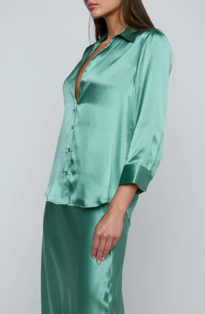 L'agence Dani Silk Charmeuse Blouse In Green