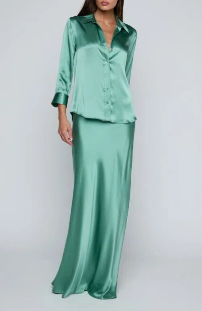 L'agence Dani Silk Charmeuse Blouse In Green