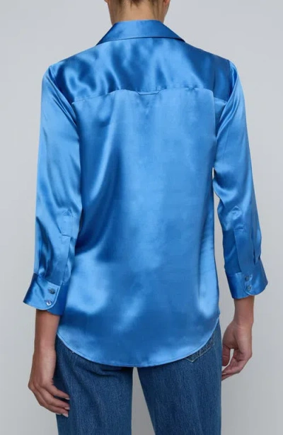 L'agence Dani Three-quarter Sleeve Top In Blue