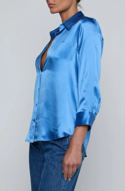 L'agence Dani Three-quarter Sleeve Top In Blue
