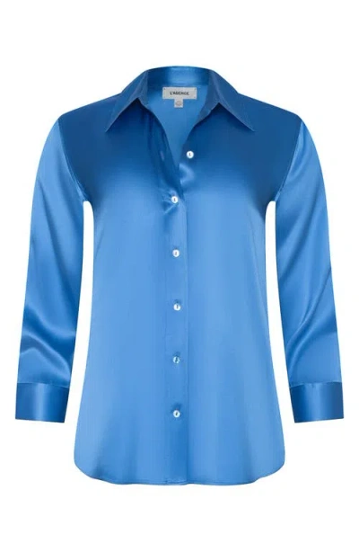 L'agence Dani Three-quarter Sleeve Top In Blue
