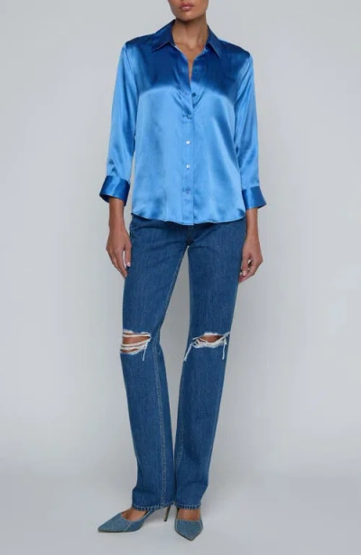 L'agence Dani Three-quarter Sleeve Top In Blue