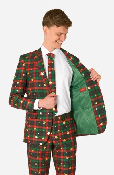 Opposuits Tartan Tidings Slim Fit Plaid Two-piece Suit & Tie Set In Multi