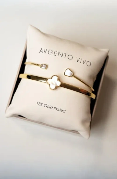 Argento Vivo Mother-of-pearl Set Of 2 Bracelets In Brown