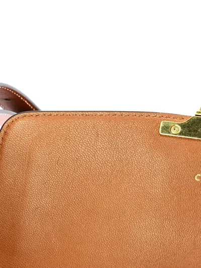 Pre-owned Celine Triomphe Triomphe Coated Canvas Medium Shoulder Bag In Brown