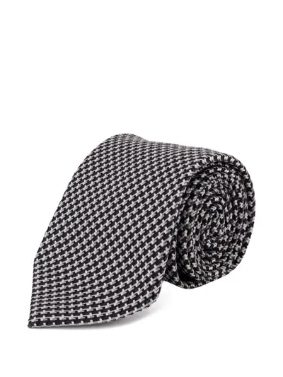 Tom Ford Geometric-pattern Silk Tie In Black