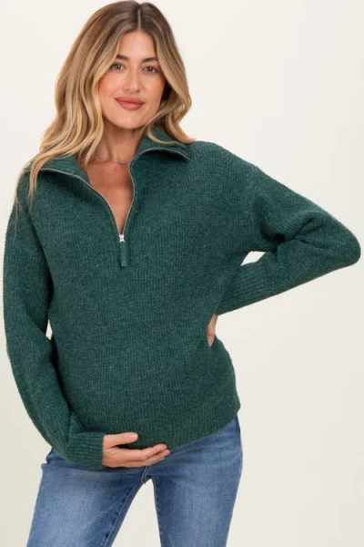 Pinkblush Half Zip Pullover Sweater In Green