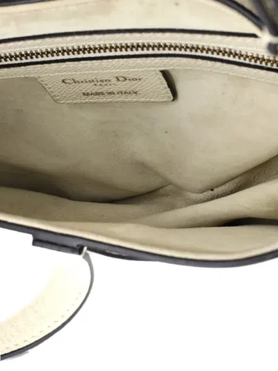 Pre-owned Dior Saddle Handbag Leather Medium Shoulder Bag In White