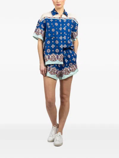 Boteh Patterned Shirt In Blue