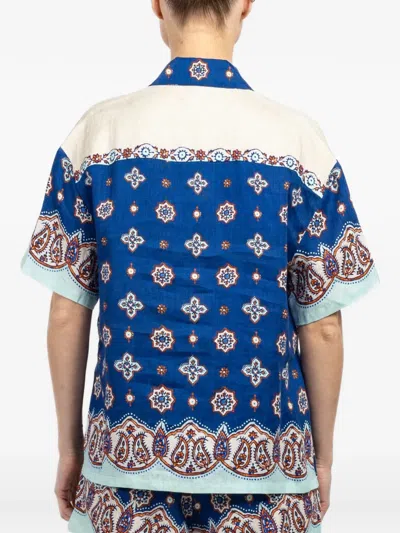 Boteh Patterned Shirt In Blue