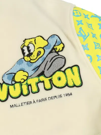 Pre-owned Louis Vuitton 2010 Monogram Varsity Wool Jacket In Neutral