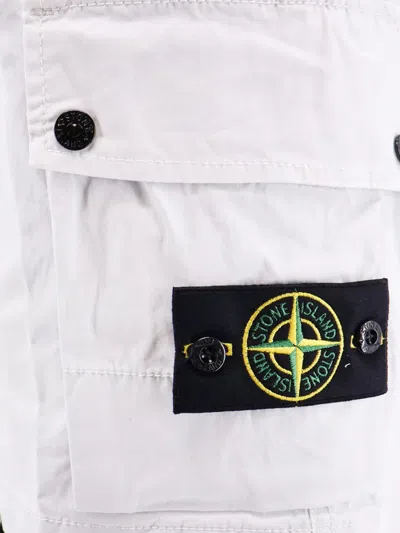 Stone Island Logo-patch Cargo Shorts In White