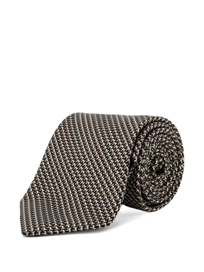 Tom Ford Micro Pattern Tie In Brown