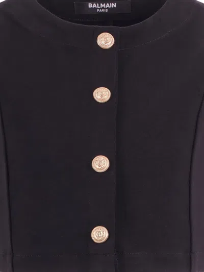 Balmain Button-embellished Top In Black