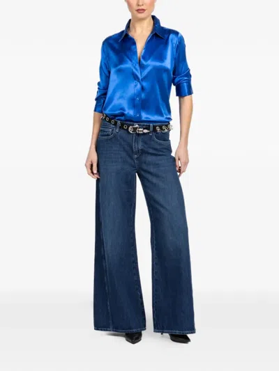 L'agence Dani Three-quarter Sleeve Top In Blue