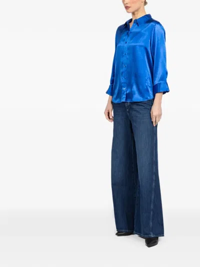 L'agence Dani Three-quarter Sleeve Top In Blue