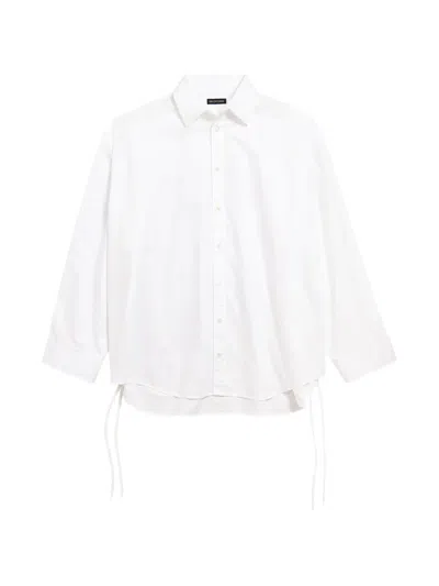 Balenciaga Oversized Button-front Shirt With Drawstring Hem In White