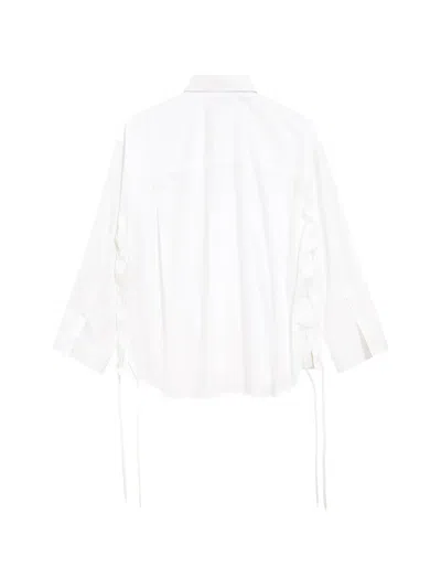 Balenciaga Oversized Button-front Shirt With Drawstring Hem In White